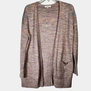 Madewell Open Front Cardigan Sweater XS Blue Rust Knit Pocket Cozy Layering‎